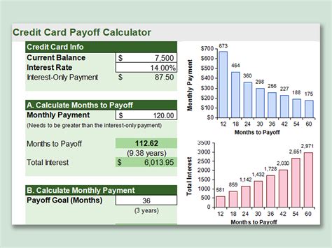 Credit Card Payoff Calculator Excel. Credit Card Payoff Calculator Excel to calculate early payoff for your credit card. Enter the current balance, interest rate, monthly payment, and the number of years that you wish to pay off your credit card. You will be shown a new credit card amortization schedule which is exportable to excel.